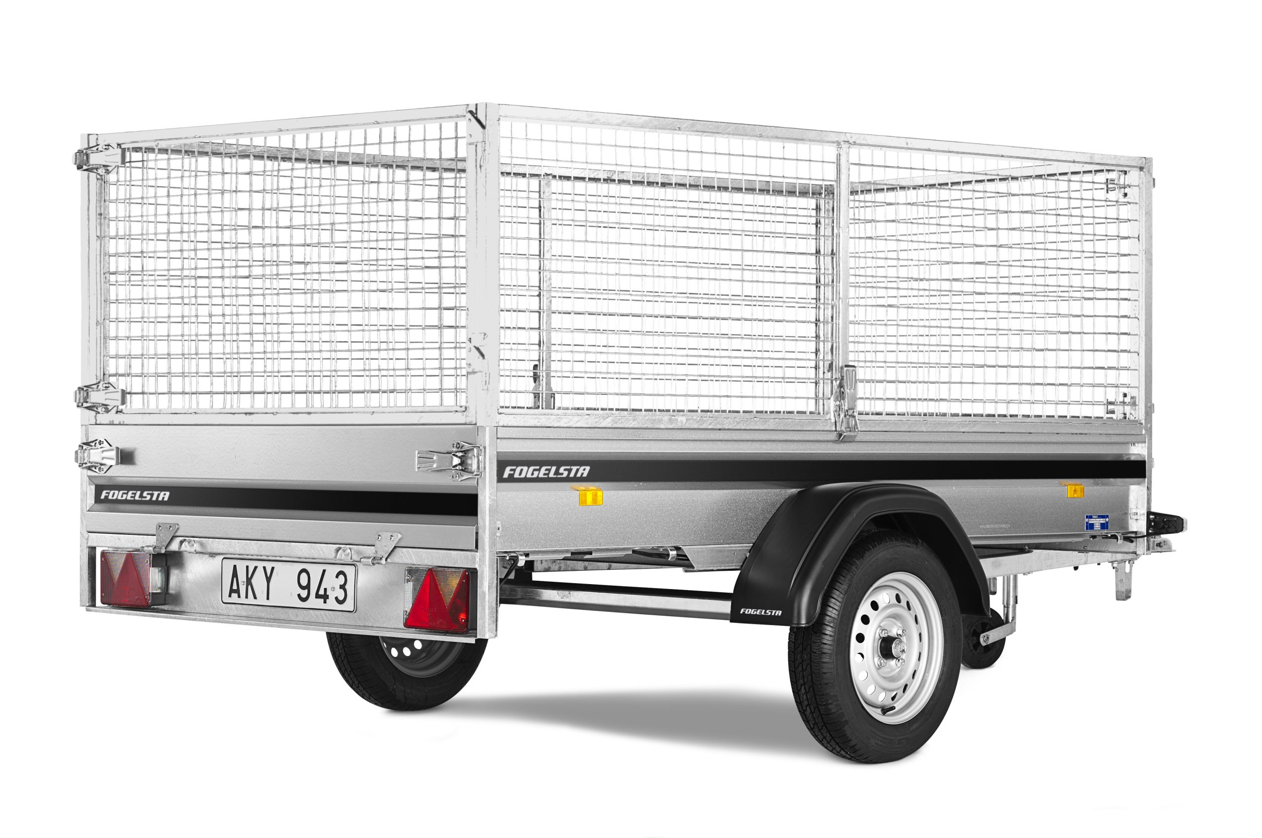 Fogelsta Bilsläp FS1425 - Komplett m. stödhjul, lås & grindar