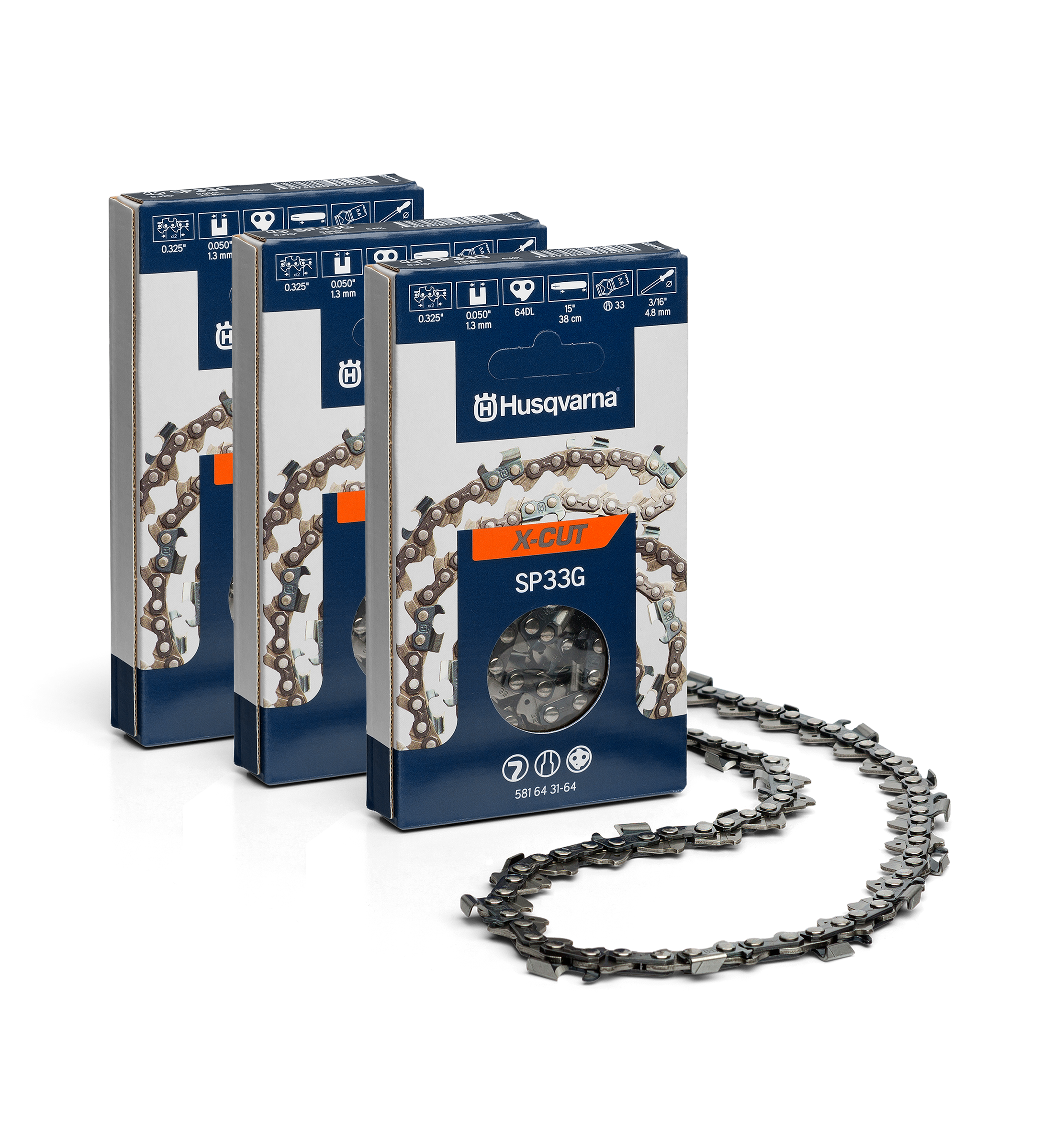 Husqvarna Kedjepaket X-Cut 15" .325" 1,3mm 64dl - 3-pack