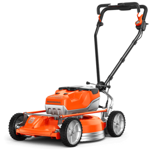 Husqvarna Batteridriven Gräsklippare LB 553iV utan batteri och laddare med ergonomiskt styre fotograferad snett framifrån