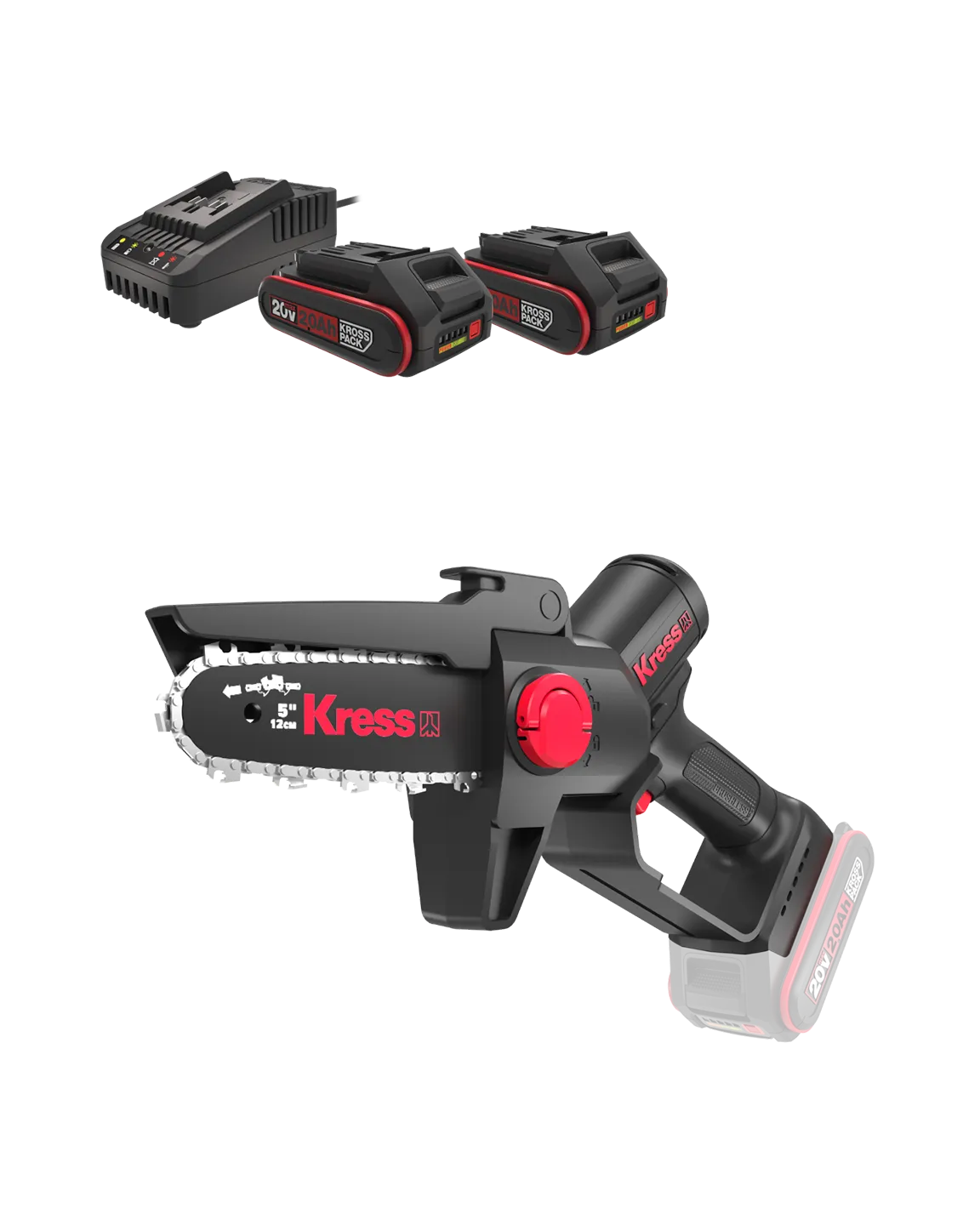 Kress KG343E Batteridriven Beskärningssåg 20V inkl. Batteri & Laddare